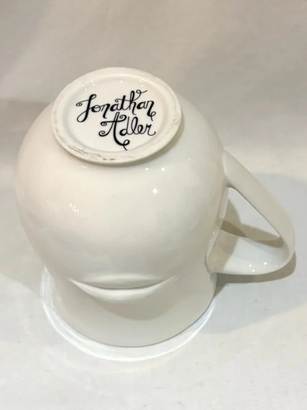 Jonathan Adler Mr & Mrs Muse Mug Sculptured Lip Mustache White Porcelain